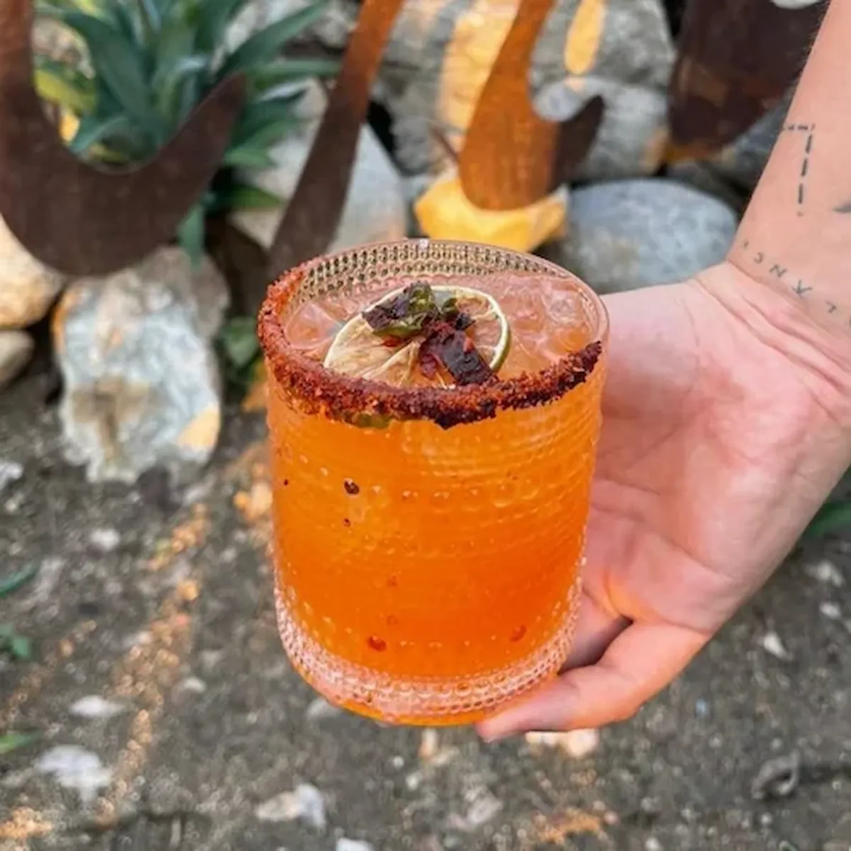 Spicy Margarita made with Cachasol at the farm distillery in Sayulita