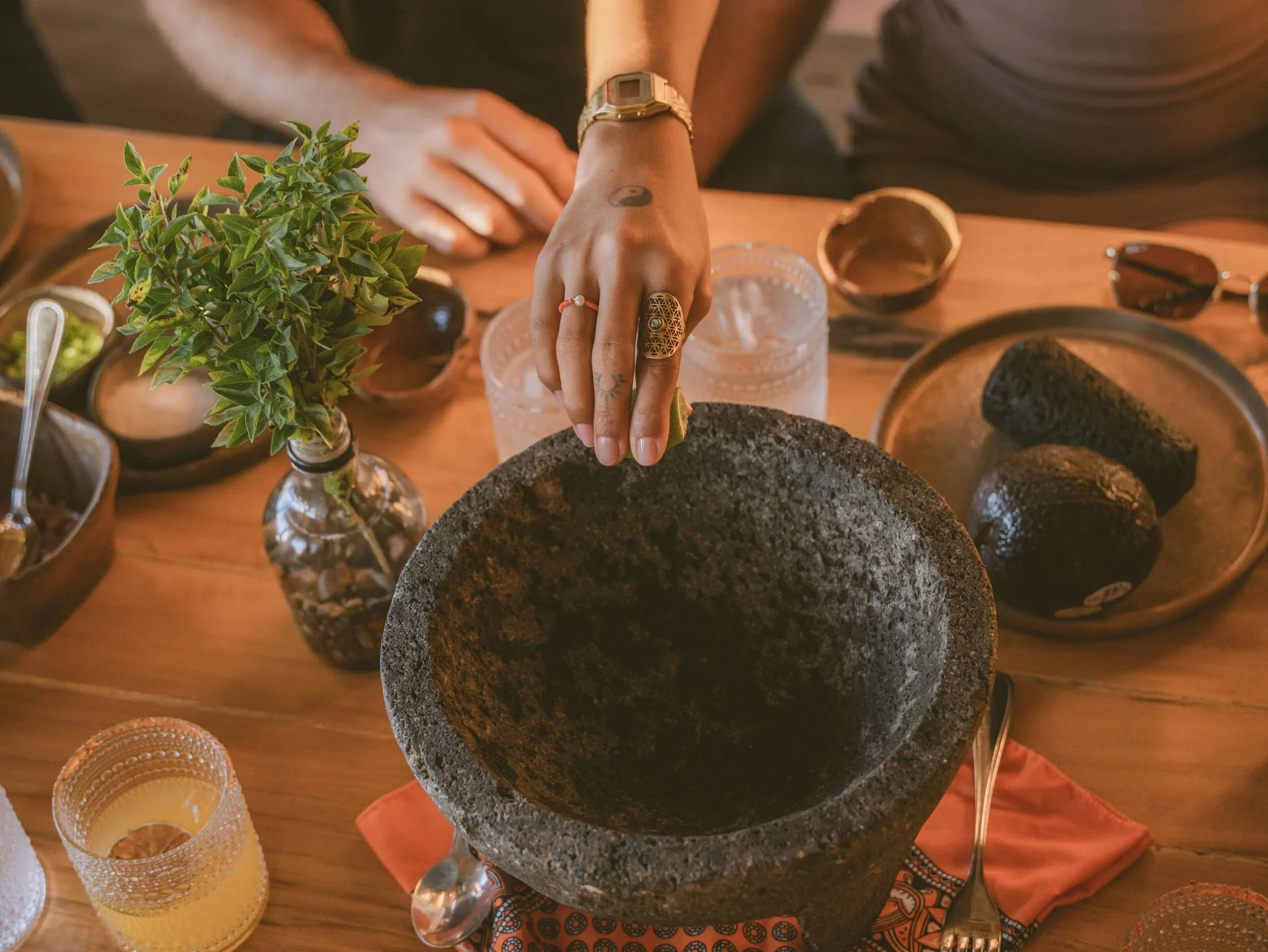 Fresh salsas and farm ingredients at Cachasol cooking class, Sayulita Nayarit