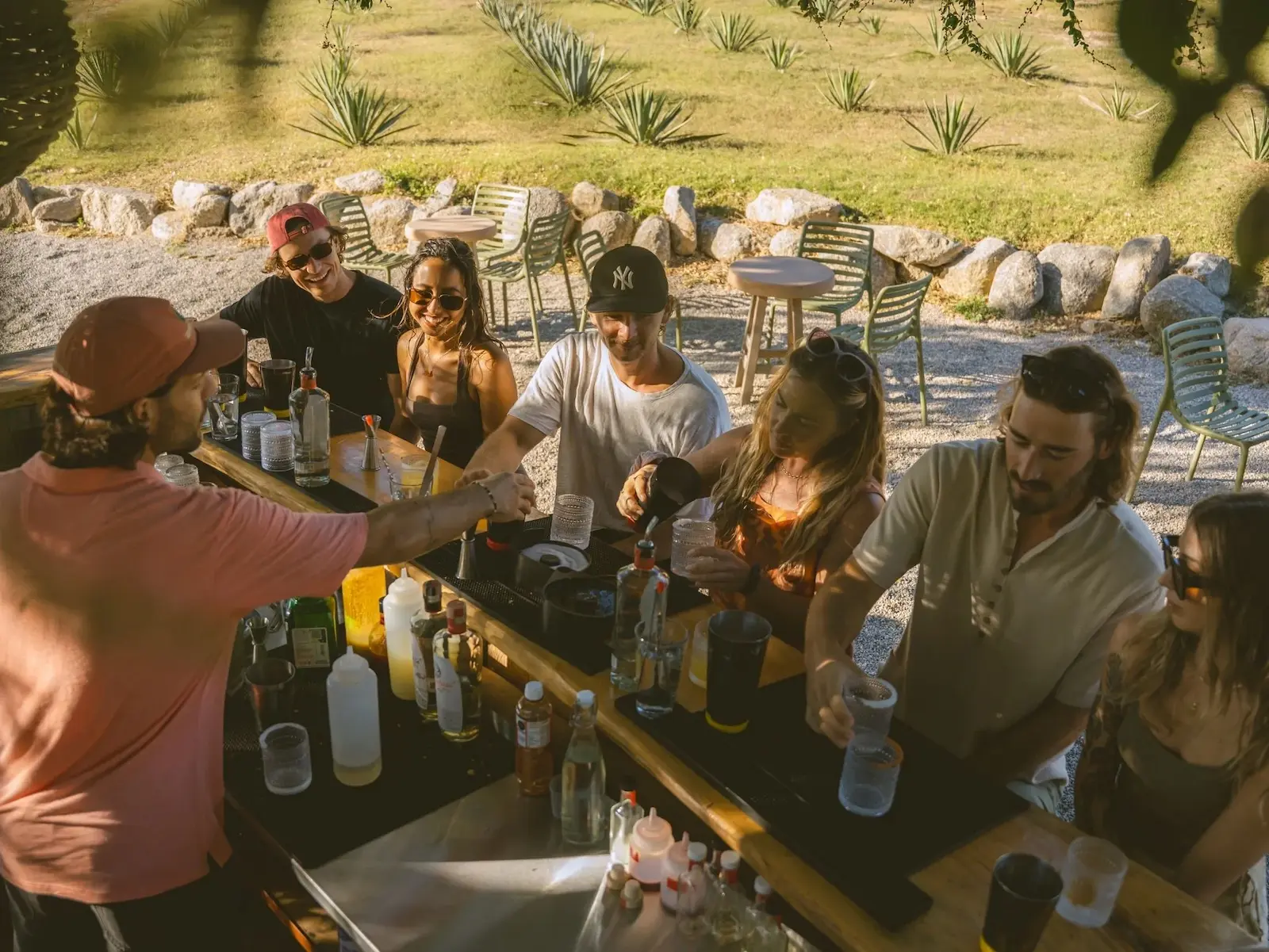 Group mixology workshop at the Cachashade Bar, Cachasol Farm Distillery Sayulita